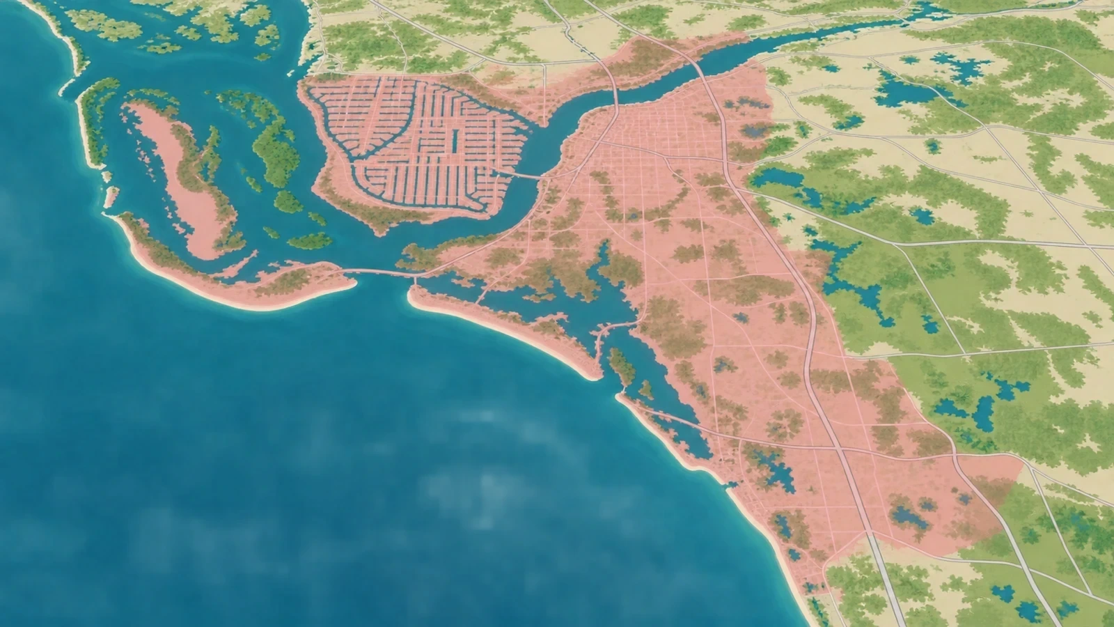 A stylised information-graphic map of coastal Lee County showing the served area across the six cities.